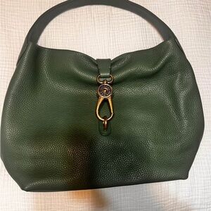 Chic Green Leather Hobo Bag